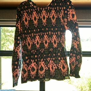 NWT women’s long sleeve smocked blouse by Michelle McDowell size large